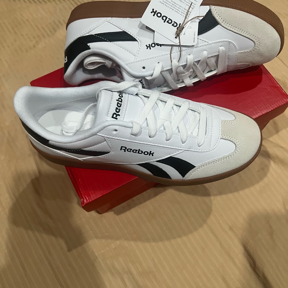 Reebok White Low-Top Sneakers with Black Accents
